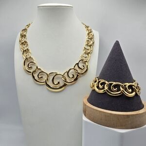 Napier Necklace Bracelet Set Goldtone Chunky Statement Runway Mogul Mobwife 80s